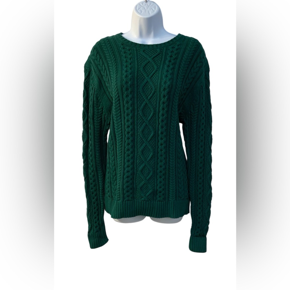 Amazon Essentials Women’s Green Cable Knit Sweater